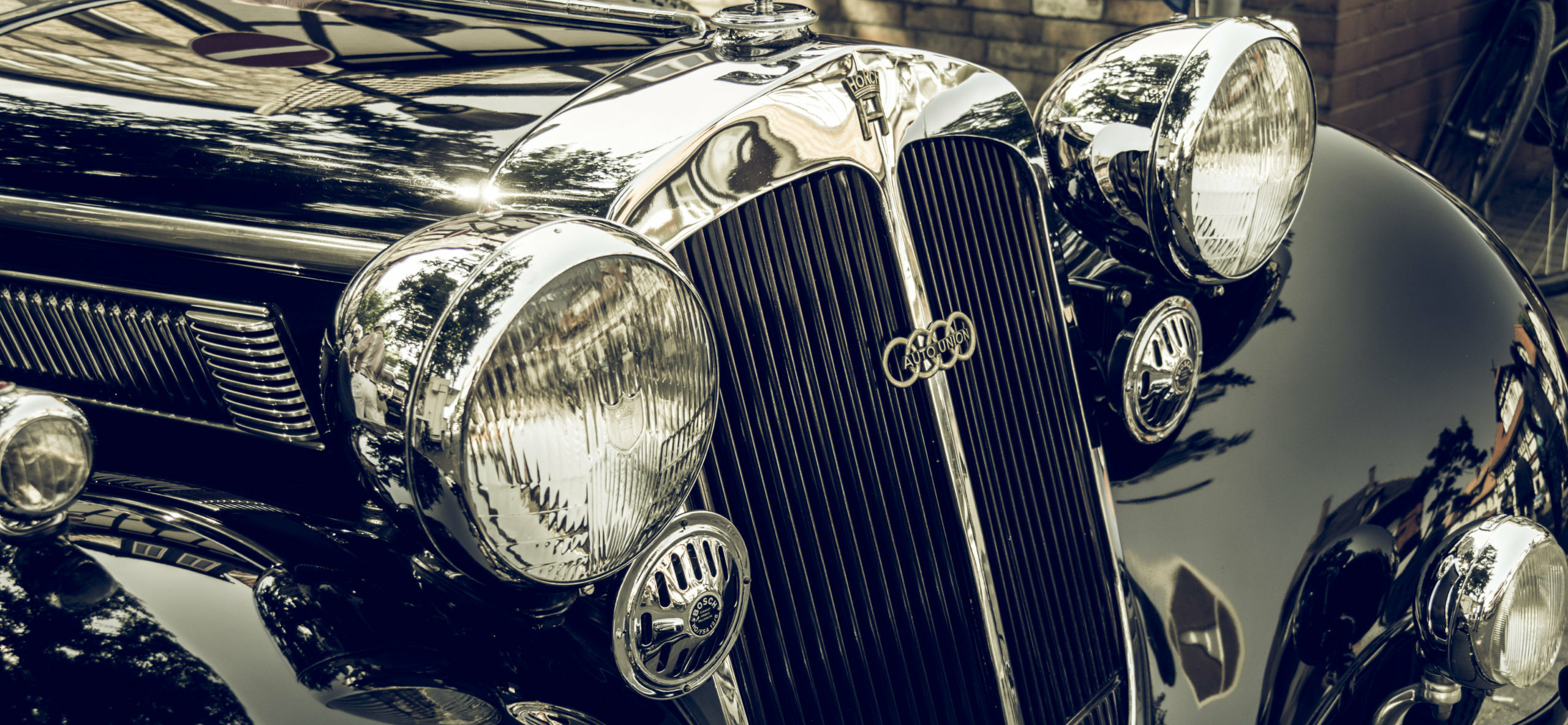 Black Horch 8 Type 350 from 1929 with chromed radiator grille, C